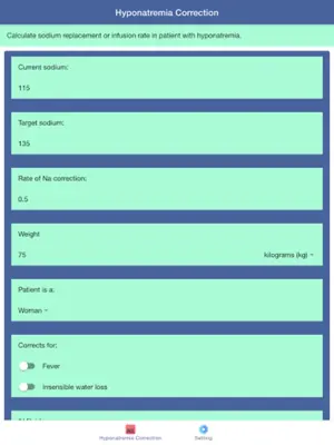 Hyponatremia Correction Rate android App screenshot 1